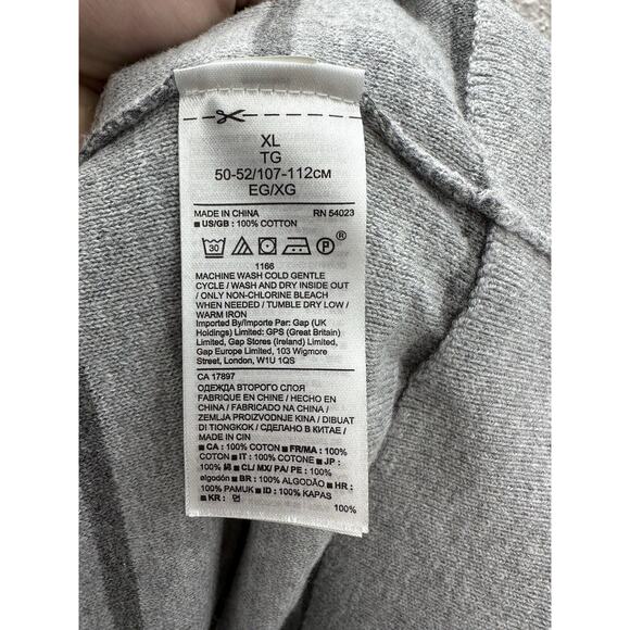 Banana Republic Mens Sweater Size XL Gray Striped Round Neck Cotton Slub - Picture 4 of 9